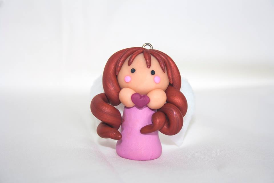 Angioletto 1 - 5 cm x 5 cm. Le ali sono in tessuto. Colori personalizzabili.